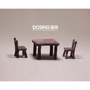 Juego de mesa y sillas de resina en miniatura, tamaño extra pequeño para bonsái y escenas decorativas - Product Image 1