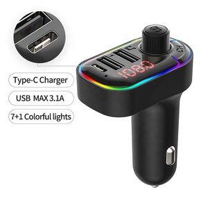 LUTU C12transmisor fm manos libres para el coche mp3 player 7 + 1 luces de colores PD usb rápido cargador de coche de apoyo sirl - Product Image 1