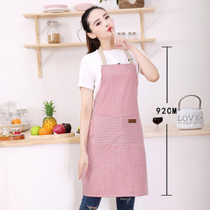 High Quality Buckle Adjustable Custom Polyester Cotton <b>Kitchen</b> <b>Apron</b> Baking <b>Apron</b> Stripe <b>Aprons</b> With 2 Pockets - Product Image 3