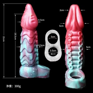 FRRK Monster Cock Penis Sheath Fantasy Alien <b>Dildo</b> Silicone Male Penis Extender Sleeve Vagina Expander Couples Adult Sex Toys - Product Image 2