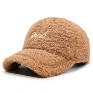 Gorra de Béisbol Ajustable de 6 Paneles con Bordado de Letras, Lana de Cordero, Estilo Otoño/Invierno 2026, Protección Cálida para Exteriores, Deportiva para Mujer - Product Image 6