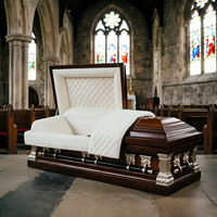 Cercueil demi-couchette de luxe en acier brun foncé avec intérieur beige matelassé diamant - Cercueil métallique pour inhumation d'adultes (vente en gros)