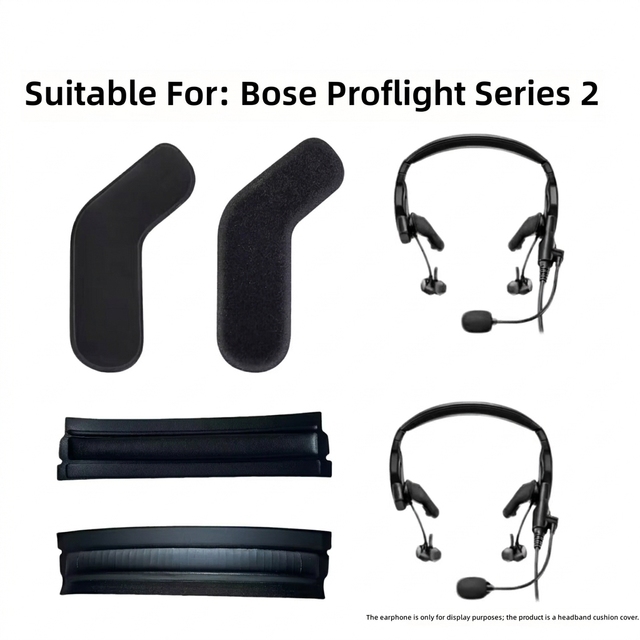 For Bose ProFlight Series 2 Headband Cushion Pad Side Protectors Kit Protein Leather Aviation Headset Head Beam Set