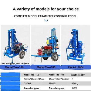 Machine de forage de puits d'eau domestique 200m, mini-foreuse diesel/électrique pour puits profonds - Product Image 3