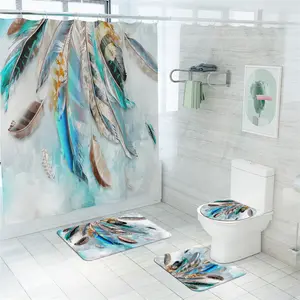 定制动画动物设计4件浴帘套装浴室