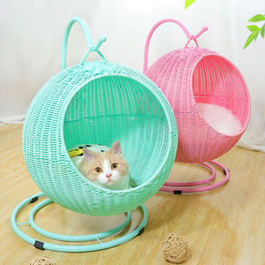 Cama de gato de ratán PE tejida a mano, cesta colgante para mascotas, hamaca, muebles modernos para interiores, salón de lujo para gatos, nido de gatito acogedor - Product Image 3