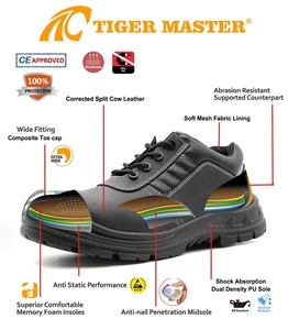 Chaussures <span class=keywords><strong>de</strong></span> <span class=keywords><strong>sécurité</strong></span> Tiger Master, meilleures marques, embout composite, anti-perforation, cuir noir, antidérapantes, résistantes aux acides et aux huiles, noires pour hommes - Product Image 5