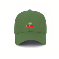 Casquette de baseball unisexe 6 panneaux 100 % coton de haute qualité avec broderie de logo personnalisé, patch thermocollant cerise, boucle métallique style urbain