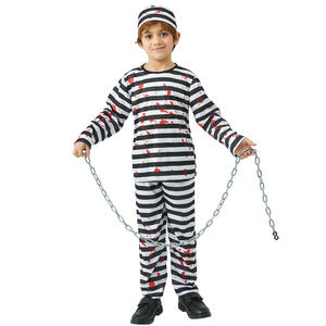 Déguisement d'Halloween Ensemble Complet Pantalon <span class=keywords><strong>Chapeau</strong></span> Haut de forme et Poignets Enfants Zombie Convict Costume ZBHC-007 - Product Image 1
