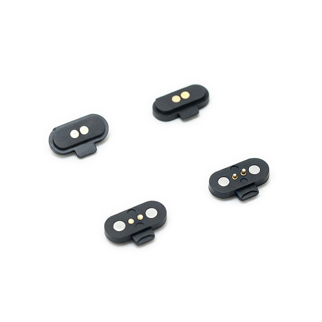 2 Position Spring Loaded Pogo Pin Male Female Socket Black Magnetic Charging Connector for Smart Wearable Device
