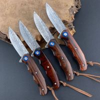 Couteau pliant de poche en acier Damas VG10, couteau de camping multifonctionnel, couteau à fruits sans manche, boîte cadeau