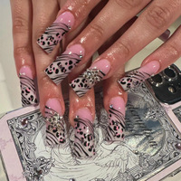 24 Uñas Postizas Cuadradas Estilo Ataúd con Purpurina y Mini Diamantes de Imitación, Venta al por Mayor, Uñas Postizas Reutilizables Estilo Francés
