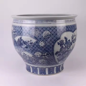 <span class=keywords><strong>Maceta</strong></span> de porcelana blanca azul China pintada a mano, <span class=keywords><strong>maceta</strong></span> grande con flor de pájaro, Tina grande de cerámica para plantas de interior al aire libre - Product Image 5