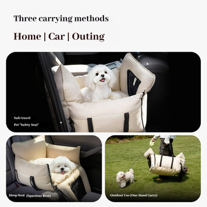 Petop Siège de <span class=keywords><strong>Voiture</strong></span> 2-en-1 pour <span class=keywords><strong>Chien</strong></span>, Lit de Voyage Imperméable en Cuir PU avec Fenêtre en Maille et Fermeture Éclair, Style Découpé pour Petits Chiens/Chats - Portable - Product Image 4