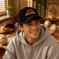 Op maat gemaakte suède 6-panelige gestructureerde sport baseballcap met 3D logo, dobby poplin stof, handborduurwerk, stippen/argyle luipaard fruit unisex