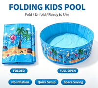 Kinder-Faltbarer PVC-Pool mit Rahmen, Umweltfreundlich, Langlebig, 1 Jahr Garantie, Tragbar für Haustier-Baden und Schwimmen