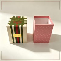 Boîte d'emballage de bougie parfumée à rayures vintage avec logo personnalisé, boîte cadeau rigide de luxe pour Noël et les fêtes, pour pot de bougie