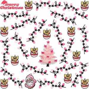 Patchs de Noël en feutre thermocollants écologiques brodés, motifs pingouin rose, bonhomme de neige, bonbons, pour chapeaux, vêtements et écharpes - Vente en gros - Product Image 3