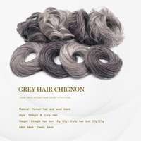 Usine directe bon prix gris bouclés Chignon chignon Double dessiné Remy cheveux tissage chinois Extension de cheveux