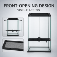 CHONGTONGPET Terrarium/Vivarium pour reptiles en verre flotté durable et réutilisable avec ouverture frontale 45x45x60cm, écran en maille supérieure, vente en gros