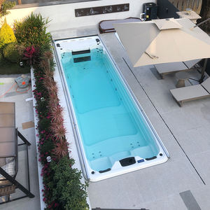 Bain à remous extérieur <span class=keywords><strong>rectangulaire</strong></span> de luxe de <span class=keywords><strong>5</strong></span>.8 <span class=keywords><strong>m</strong></span> <span class=keywords><strong>Piscine</strong></span> Spa Bois Hors sol Spa de nage autoportant Conception de <span class=keywords><strong>piscine</strong></span> sans fin - Product Image 4