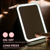 Portable Rechargeable LED éclairé maquillage miroir de courtoisie écran tactile Dimmable éclairage pliable table cosmétique miroir voyage