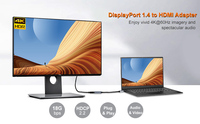 Adaptateur DP vers HDMI actif CableCreation 4K60Hz HDR DP 1.4 Mâle-Femelle en alliage d'aluminium tressé pour moniteur et projecteur