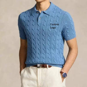Camiseta de Punto Personalizada con Logotipo Bordado OEM, Polo de Golf de Verano para Hombre, Manga Corta, Cierre de Botones, Diseño de Crochet - Product Image 1
