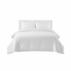 Ensemble de literie élégant en coton 100% avec motif uni, satiné, blanc, 4 pièces, pour usage domestique - Product Image 2