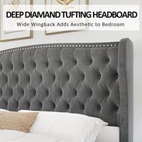 Tête de lit capitonnée en velours moderne KD, cadre de lit rembourré en bois doux, disponible en tailles Full/Queen/King, lit double