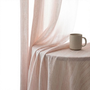 Rideaux Transparents en Polyester Rayé Rose XinLan, Rideaux Occultants et Translucides pour Salon, Chambre et Balcon - Product Image 1