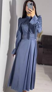 2024 Hoge Hals Avondjurken Lange Mouw Satijnen Prom Dress Formele Feestjurk Voor Vrouwen - Product Image 2