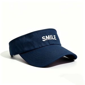 หมวกบังแดดปักลายรอยยิ้มสีน้ำเงินกรมท่า น้ำหนักเบา ระบายอากาศได้ดี สายรัดปรับได้ สำหรับกอล์ฟ เทนนิส วิ่ง กีฬากลางแจ้ง - Product Image 4