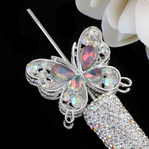 2025สินค้ามาใหม่จี้รูปผีเสื้อ3D ติดพลอยเทียมแวววาวโทรศัพท์มือถือแบบทำมือพวงกุญแจสร้อยคอเครื่องประดับลูกปัดโลหะอัลลอยด์ - Product Image 5