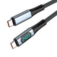 Câble USB4 Type C vers C VCOM avec affichage numérique, charge rapide 240W, fonction complète, 40 Gbps, vidéo 8K 60Hz pour téléphone mobile