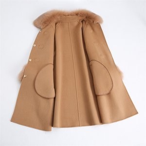 Manteau d'hiver pour femme Pudi en vraie fourrure <span class=keywords><strong>de</strong></span> renard, mélange parka, trench, cape Z21171, grande taille, en <span class=keywords><strong>laine</strong></span>, 2021, pour femme, en polaire tissée longue et brute - Product Image 3