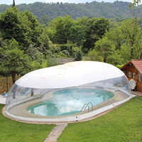 Couverture de piscine gonflable transparente sur mesure à prix réduit, grande dôme transparente avec support de tuyau