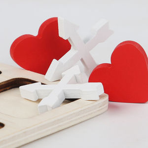 Tic-tac-toe mesas de madera juegos familiares juguete <span class=keywords><strong>para</strong></span> <span class=keywords><strong>jugar</strong></span> y un juego clásico decoración del hogar juguete educativo juego de mesa de sala de estar con amor - Product Image 5