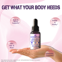 Haccp OEM ODM Gouttes liquides de complexe de vitamines B B1 B6 B12 Supplément sublingual pour le métabolisme énergétique et le soutien immunitaire