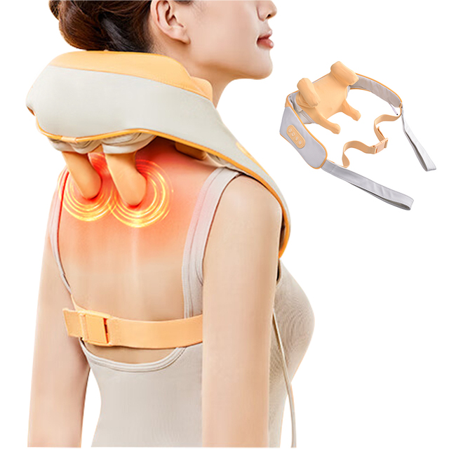 Electric Shiatsu Therapy Back Neck Shoulder Kneading Massage Shawl Deep Tissue Heating Neck Massager