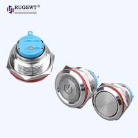 Interrupteur à bouton-poussoir en laiton de 16 mm, RUGSWT, IP65, étanche, bouton-poussoir rond en métal pour le contrôle des machines