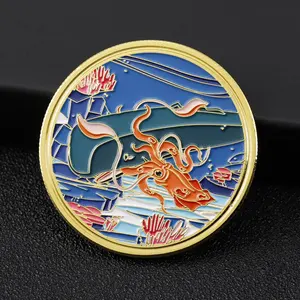 Moneda de desafío de metal dorado y plateado personalizada, moneda de animal de dinosaurio de recuerdo hecha a medida