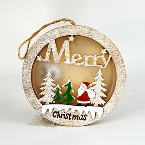 Diy木制发光发光圣诞树装饰吊坠礼品圣诞装饰品