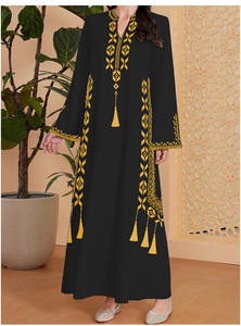 Wholesale Elegant Lightweight Placement Print Abaya <b>Dress</b> Loose Fitted Casual <b>Dresses</b> for Muslim Women - Product Image 4