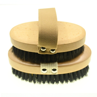 Brosse pour le corps en bois naturel avec poils ioniques en cuivre/bronze pour brossage à sec et exfoliation Nettoyant ergonomique pour le corps