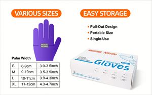 Guantes de nitrilo morados de primera calidad, sin polvo, desechables, sin látex, industria de la Belleza, Tratamientos de Spa, salón de uñas - Product Image 4