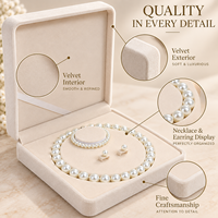 Boîte à bijoux en velours beige et rouge, pour collier, boucles d'oreilles, bracelet, avec logo personnalisé, emballage cadeau