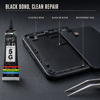 Colle liquide adhésive noire 5G à séchage lent 50ml, flexible et étanche pour la réparation de téléphones, bijoux, plastique et céramique