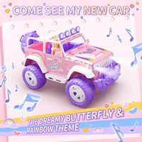 Voiture télécommandée rose Dwi Dowellin pour filles avec brouillard et musique, voiture RC 1:16 avec lumières LED pour enfants, 2,4 GHz tout-terrain