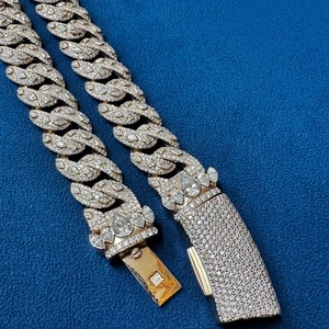 Más vendidos Moissanite Diamond 925 Sterling Silver Totalmente Iced Out Hip Hop Style Miami Cuban Link Jewelry Chain para precio de fábrica - Product Image 5